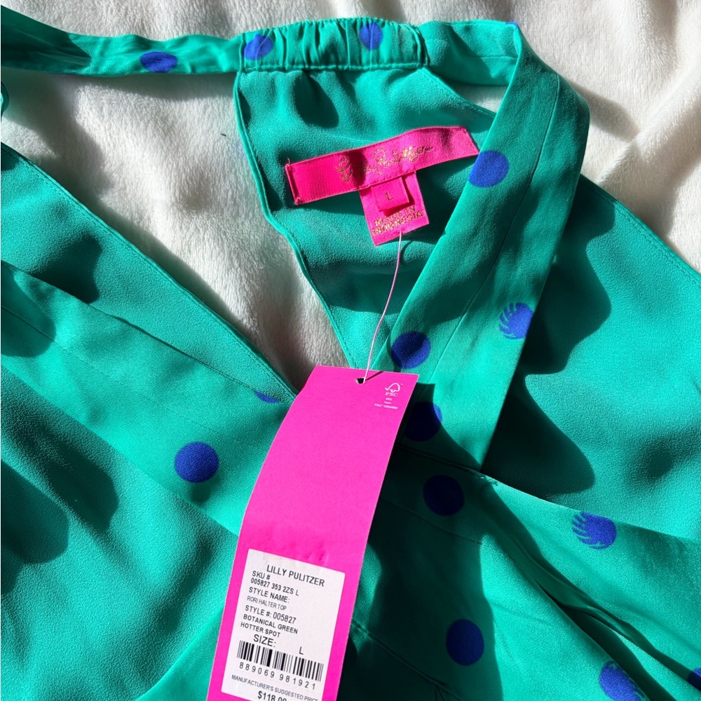 Lilly Pulitzer Green and Blue Polka Dot Tank Top - Picture 2 of 5